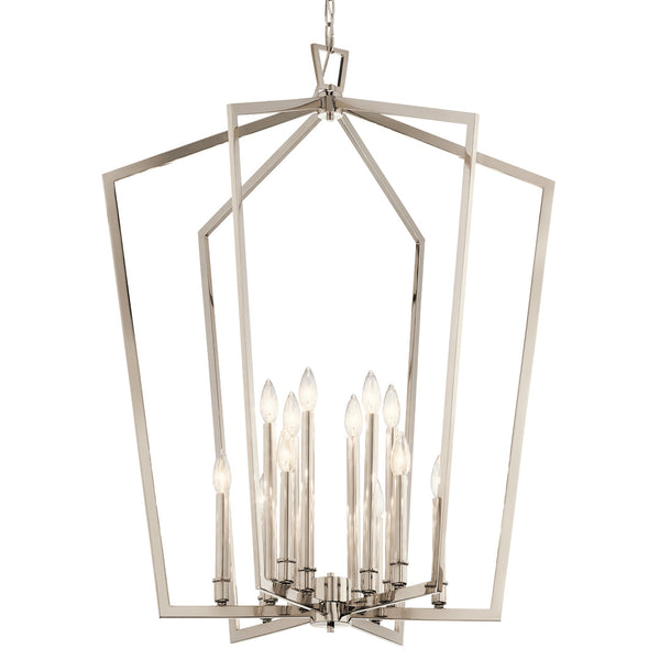 Gannon 30" Twelve Lights Foyer Chandelier, Polished Nickel