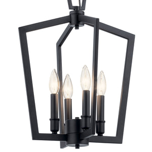 Gannon 14" Four Lights Chandelier, Black
