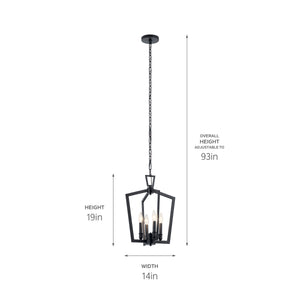 Gannon 14" Four Lights Chandelier, Black