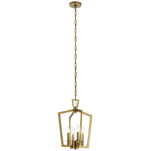 Gannon 14" Four Lights Pendant, Natural Brass