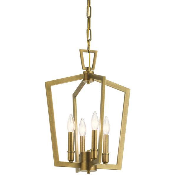 Gannon 14" Four Lights Pendant, Natural Brass