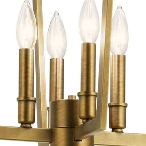 Gannon 14" Four Lights Chandelier, Natural Brass