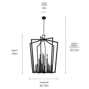 Gannon 37" Sixteen Lights Chandelier, Black