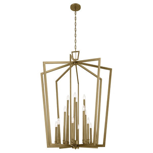 Gannon 37" Sixteen Lights Chandelier, Natural Brass