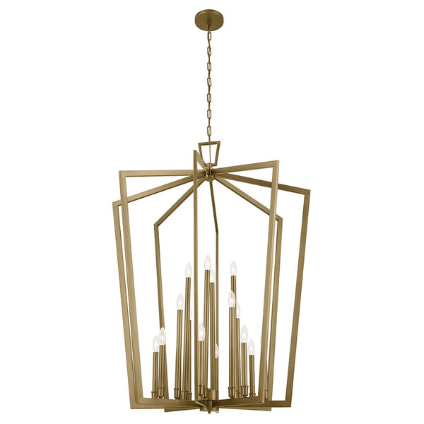 Gannon 37" Sixteen Lights Chanderlier, Natural Brass