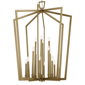 Gannon 37" Sixteen Lights Chandelier, Natural Brass
