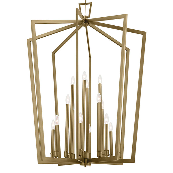 Gannon 37" Sixteen Lights Chanderlier, Natural Brass