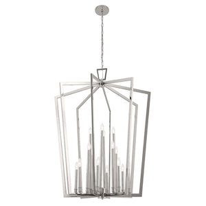 Gannon 37" Sixteen Lights Chandelier, Polished Nickel