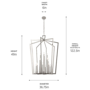 Gannon 37" Sixteen Lights Chandelier, Polished Nickel