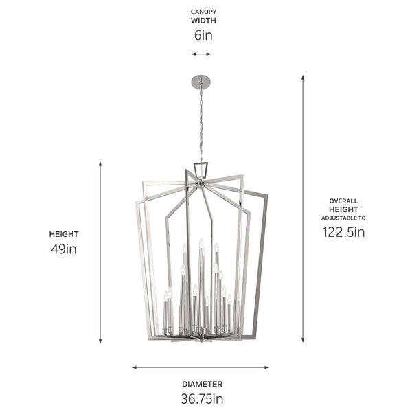 Gannon 37" Sixteen Lights Chanderlier, Polished Nickel