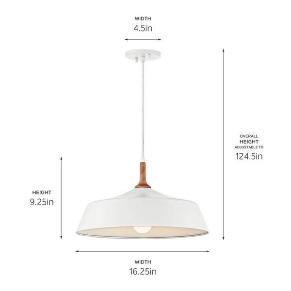 Neely 16" One Light Pendant, White