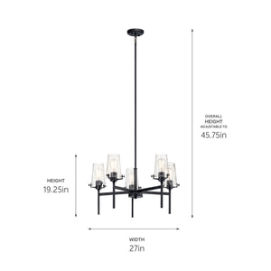 Buster 27" Five Lights Chandelier, Black