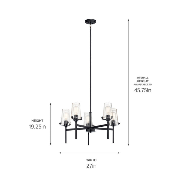 Buster 27" Five Lights Chandelier, Black