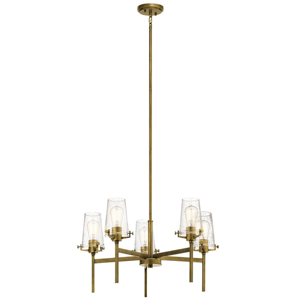 Buster 27" Five Lights Chandelier, Natural Brass