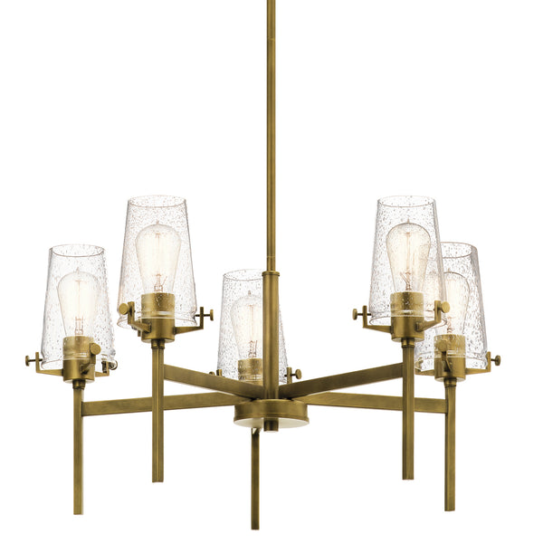 Buster 27" Five Lights Chandelier, Natural Brass