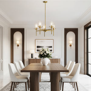 Buster 27" Five Lights Chandelier, Natural Brass