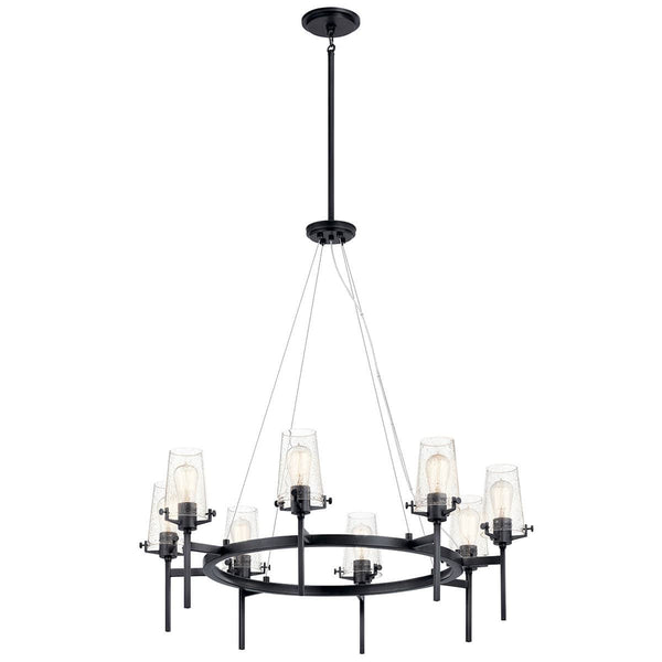Buster 38" Eight Lights Chandelier, Black