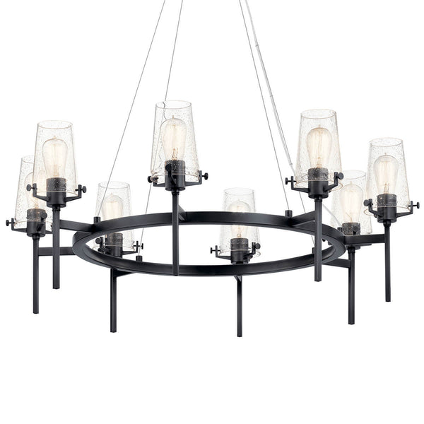 Buster 38" Eight Lights Chandelier, Black