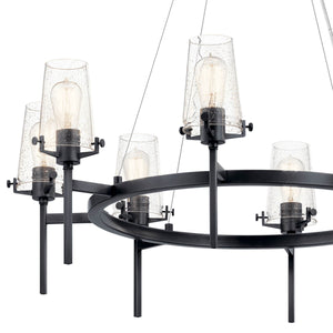 Buster 38" Eight Lights Chandelier, Black