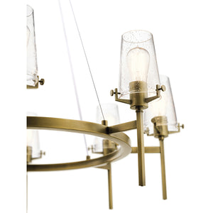 Buster 38" Eight Lights Chandelier, Natural Brass