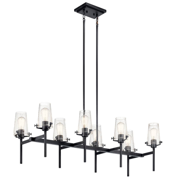 Buster 17" Eight Lights Linear Chandelier, Black