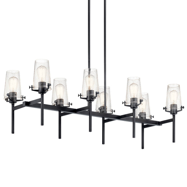 Buster 17" Eight Lights Linear Chandelier, Black