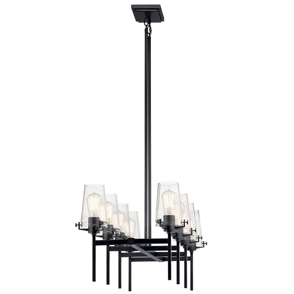 Buster 17" Eight Lights Linear Chandelier, Black