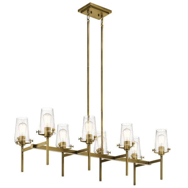 Buster 17" Eight Lights Linear Chandelier, Natural Brass