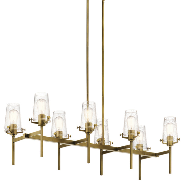 Buster 17" Eight Lights Linear Chandelier, Natural Brass
