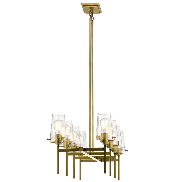Buster 17" Eight Lights Linear Chandelier, Natural Brass