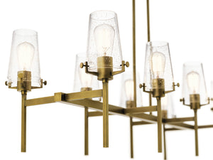 Buster 17" Eight Lights Linear Chandelier, Natural Brass