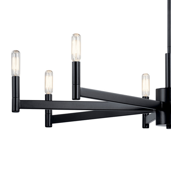 Dhane 35" Eight Lights Chandelier, Black
