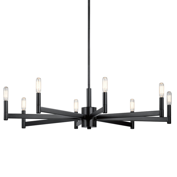 Dhane 35" Eight Lights Chandelier, Black