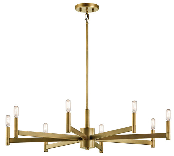 Dhane 9" 8 Light Chandelier, Natural Brass