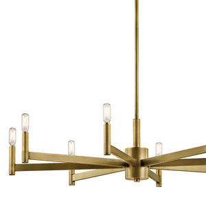 Dhane 35" Eight Lights Chandelier, Natural Brass