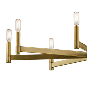 Dhane 35" Eight Lights Chandelier, Natural Brass