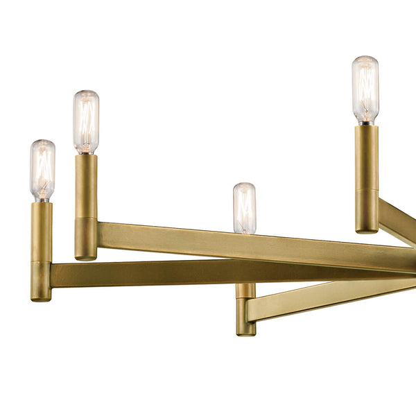 Dhane 35" Eight Lights Chandelier, Natural Brass