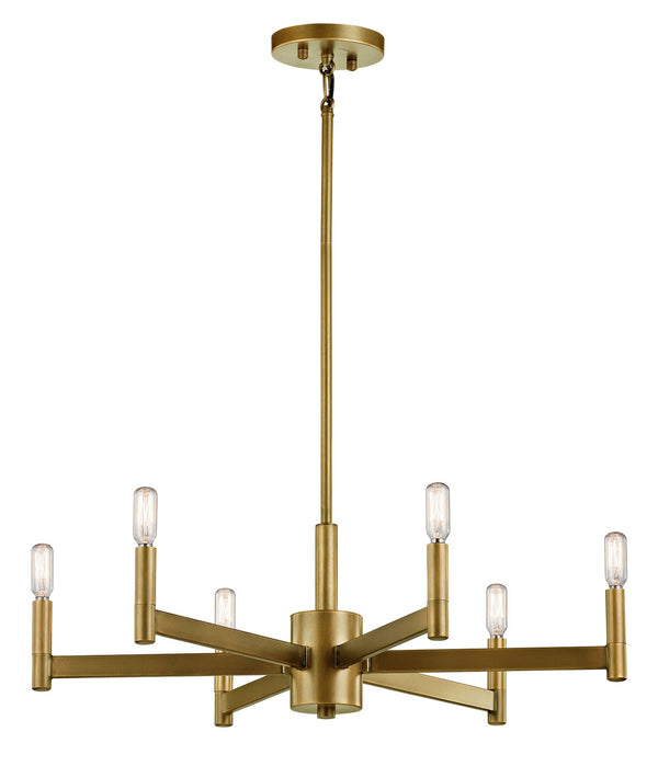 Dhane 9" 6 Light Chandelier, Natural Brass