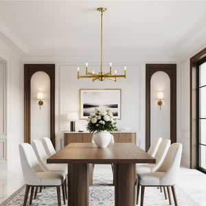 Dhane 26" Six Lights Chandelier, Natural Brass
