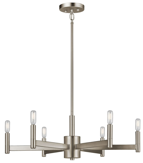 Dhane 9" 6 Light Chandelier, Satin Nickel