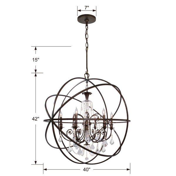 Soleil 40'' Six Light Chandelier, English Bronze Clear Hand Cut Crystal - Alternate Product Image 2.jpg