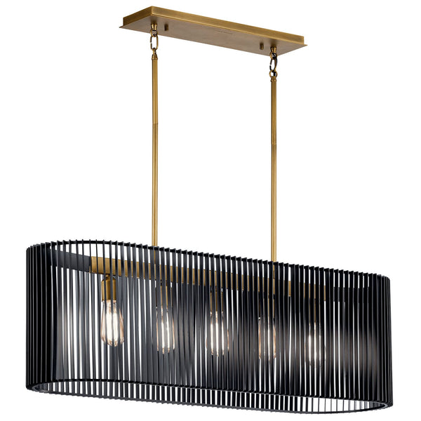 Ledger 26" Five Lights Linear Chandelier, Black