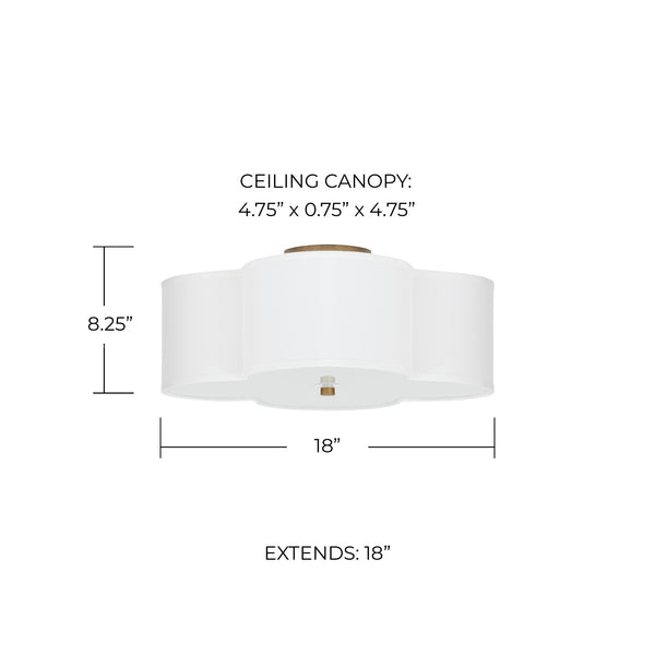 Serina 18" Four Light Semi Flush Mount, Brushed Gold