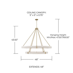 Bryn 48" 20 Light Chandelier, Matte Brass