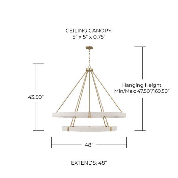 Bryn 48" 20 Light Chandelier, Matte Brass