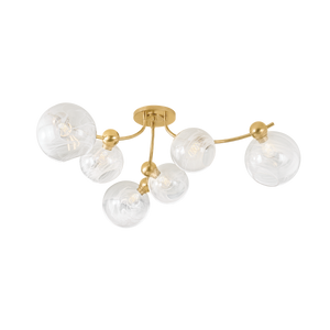 Zerra 54" Six Lights Semi Flush, Vintage Brass