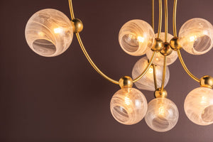 Zerra 67" Nine Light Chandelier, Vintage Brass