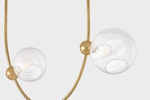 Zerra 67" Nine Light Chandelier, Vintage Brass