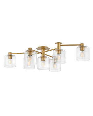 Wisp 59" Seven Lights Large Adjustable Semi-Flush Mount, Heritage Brass