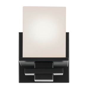 Baxter 7" One Light Wall Sconce, Satin Etched Cased Opal Glass / Black